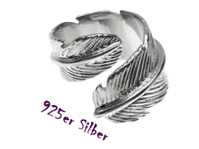 Offener Ring Feder (925 Silber)
